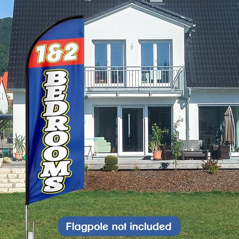 11FT 1 & 2 Bedrooms Advertising Swooper Feather Flag Fit 15FT Flagpole(Flagpole Not Included 4.3)