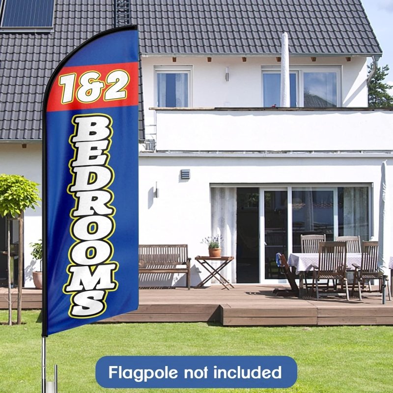 11FT 1 & 2 Bedrooms Advertising Swooper Feather Flag Fit 15FT Flagpole(Flagpole Not Included 4.3)