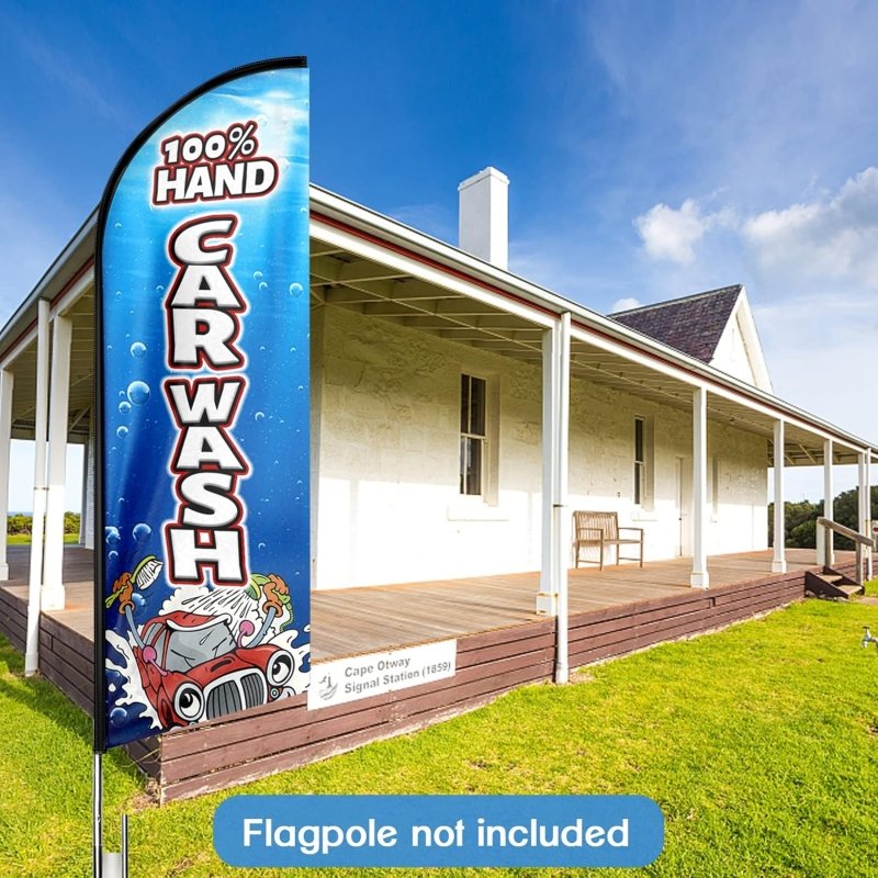 11FT 100% Hand Carwash Advertising Swooper Flag Fit 15FT Flagpole(Flagpole Not Included 4.3)