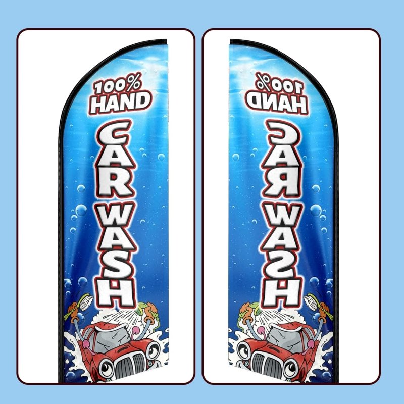 11FT 100% Hand Carwash Advertising Swooper Flag Fit 15FT Flagpole(Flagpole Not Included 4.3)