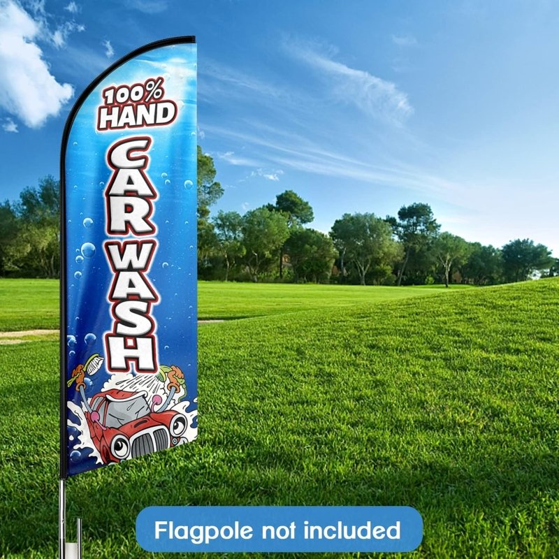 11FT 100% Hand Carwash Advertising Swooper Flag Fit 15FT Flagpole(Flagpole Not Included 4.3)