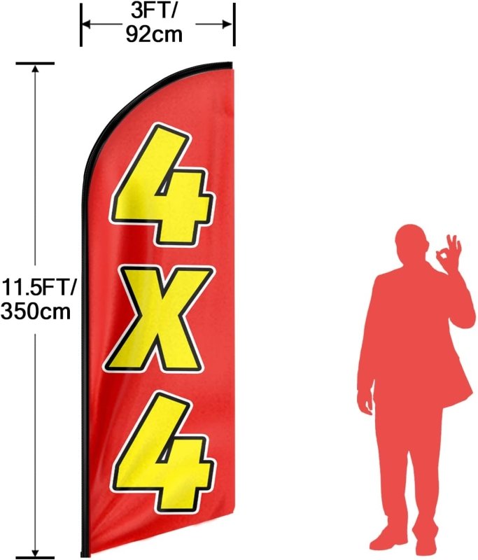 11FT 4X4 Advertising Swooper Flag Fit 15FT Flagpole (Flagpole Not Included 4.3)