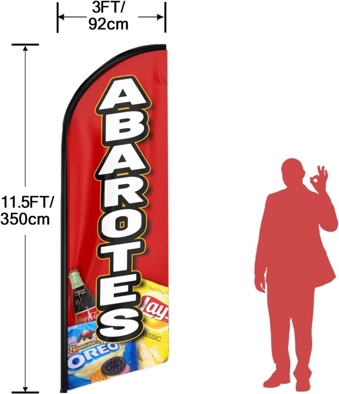 11FT Abarrotes Advertising Swooper Flag Fit 15FT Flagpole(Flagpole Not Included 4.3)