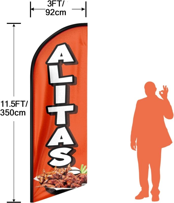 11FT Alitas Advertising Swooper Flag Fit 15FT Flagpole(Flagpole Not Included 4.3)