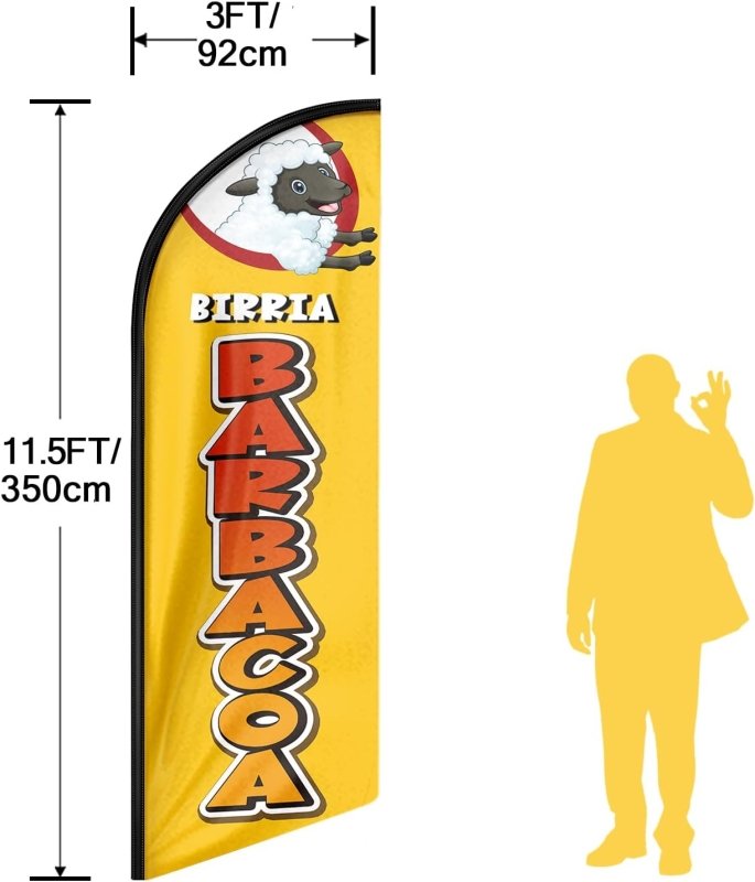 11FT Barbacoa Birria Advertising Swooper Flag Fit 15FT Flagpole(Flagpole Not Included 4.3)