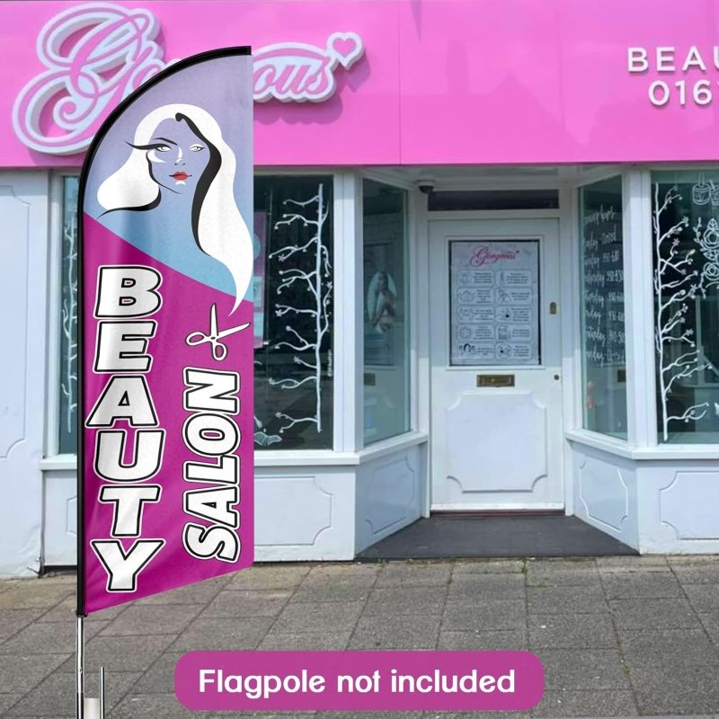 11FT Beauty Salon Advertising Swooper Flag Fit 15FT Flagpole(Flagpole Not Included 4.3)