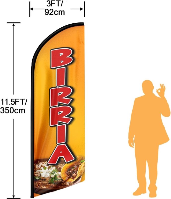 11FT Birria Advertising Swooper Flag Fit 15FT Flagpole(Flagpole Not Included 4.3)