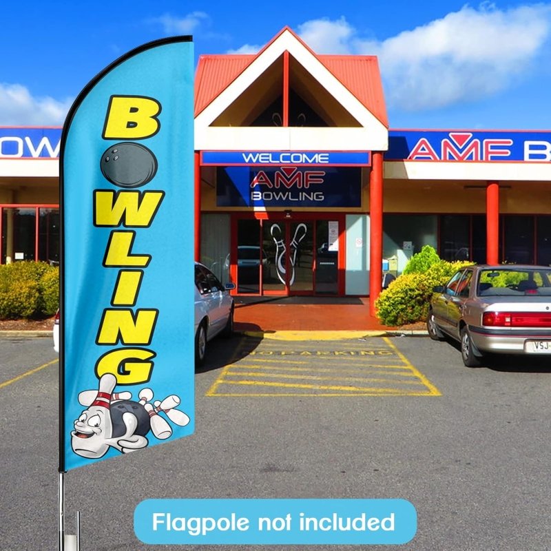 11FT Bowling Advertising Swooper Flag Fit 15FT Flagpole (Flagpole Not Included 4.3)