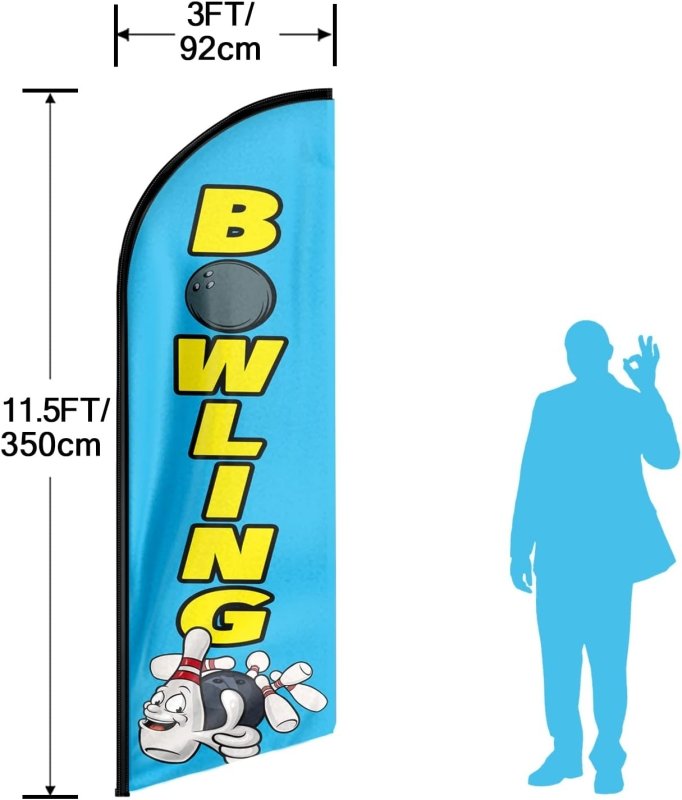 11FT Bowling Advertising Swooper Flag Fit 15FT Flagpole (Flagpole Not Included 4.3)