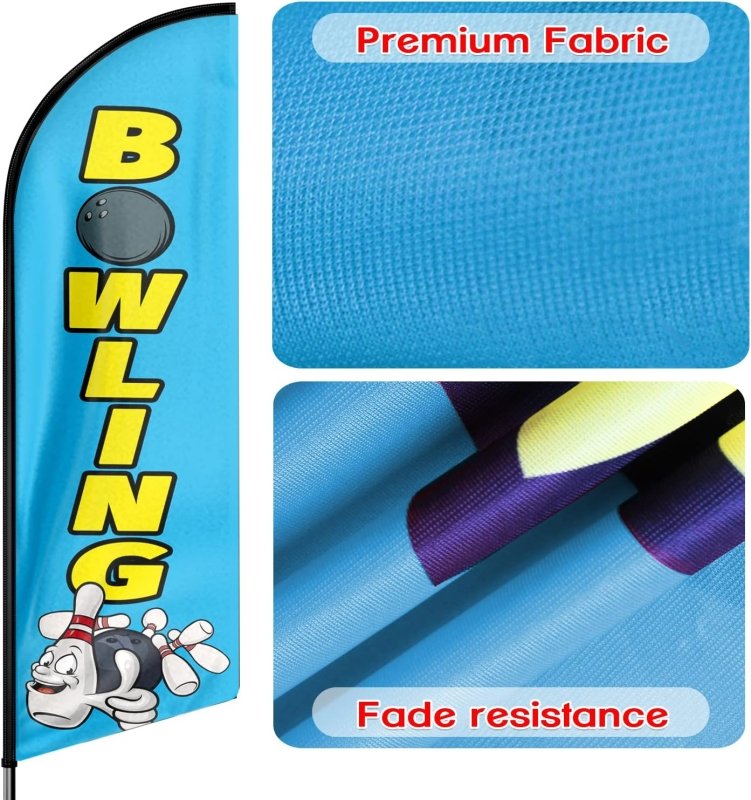 11FT Bowling Advertising Swooper Flag Fit 15FT Flagpole (Flagpole Not Included 4.3)