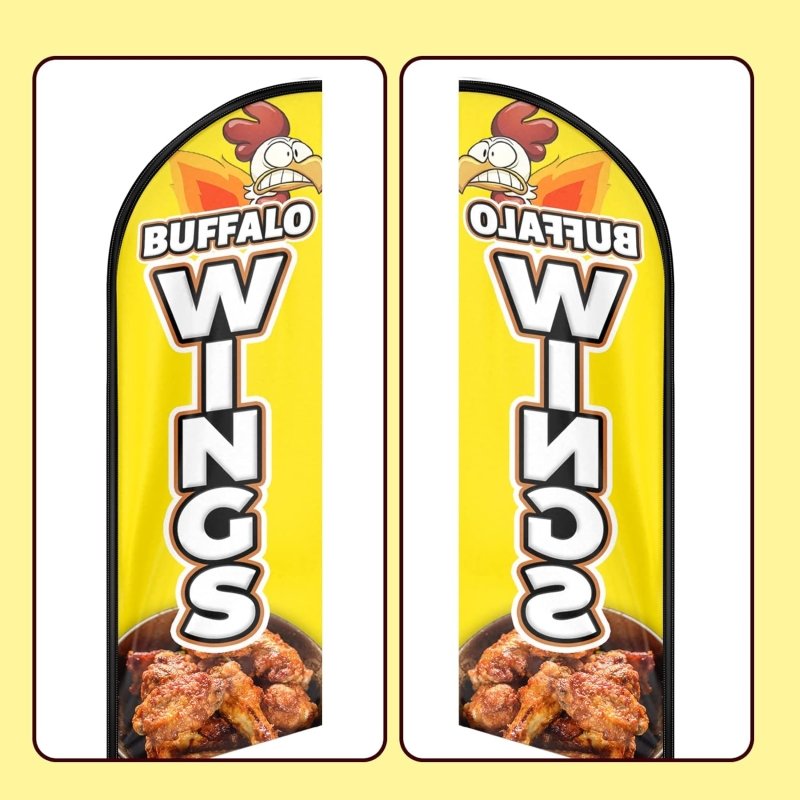 11FT Buffalo Wings Advertising Swooper Flag Fit 15FT Flagpole(Flagpole Not Included 4.3)