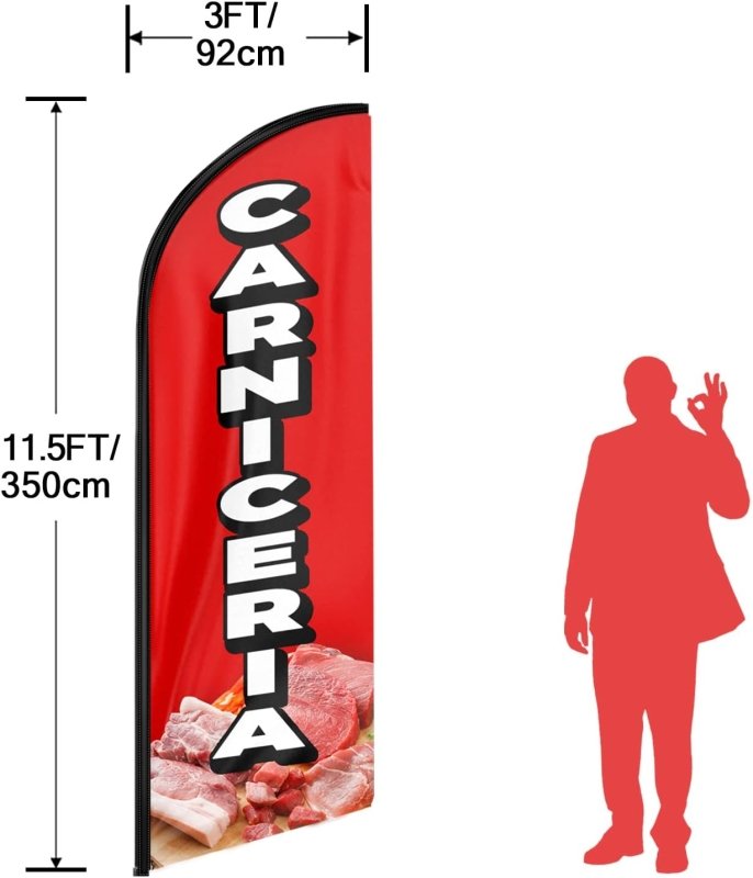 11FT Carniceria Advertising Swooper Flag Fit 15FT Flagpole(Flagpole Not Included 4.3)