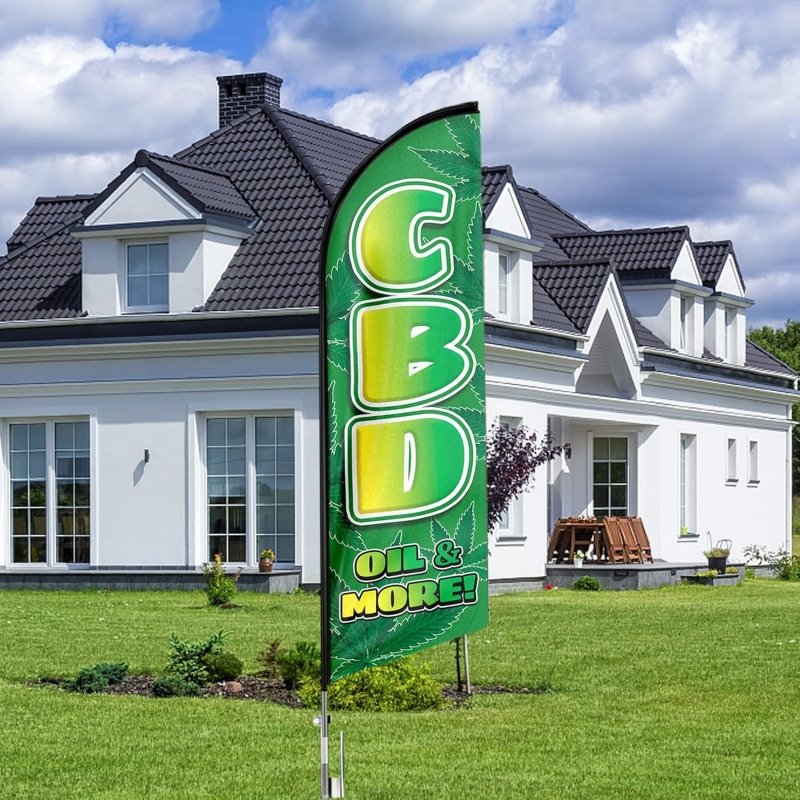 11FT CBD Signs Polyester Swooper Flag with Flag Pole Kit, Ground Stake(3.4m)