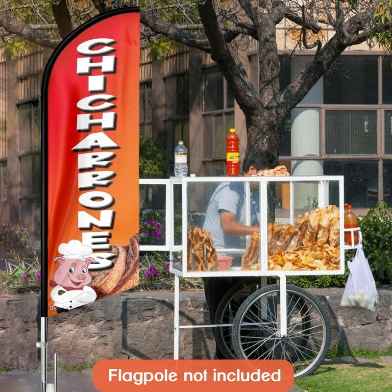 11FT Chicharrones Advertising Swooper Flag Fit 15FT Flagpole(Flagpole Not Included 4.3)