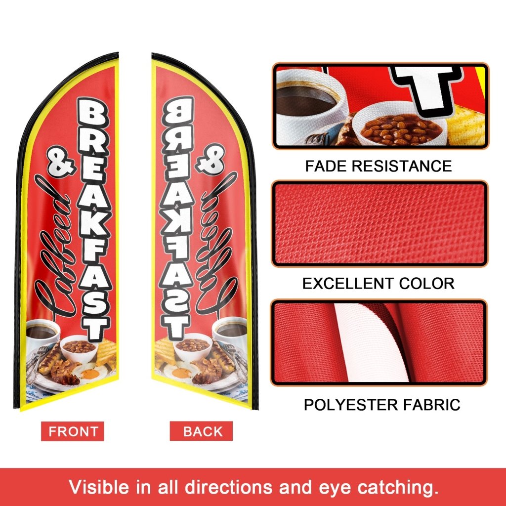 11FT Coffeed Breakfast Swooper Flag with Flagpole(Flagpole Not Included 3.4)