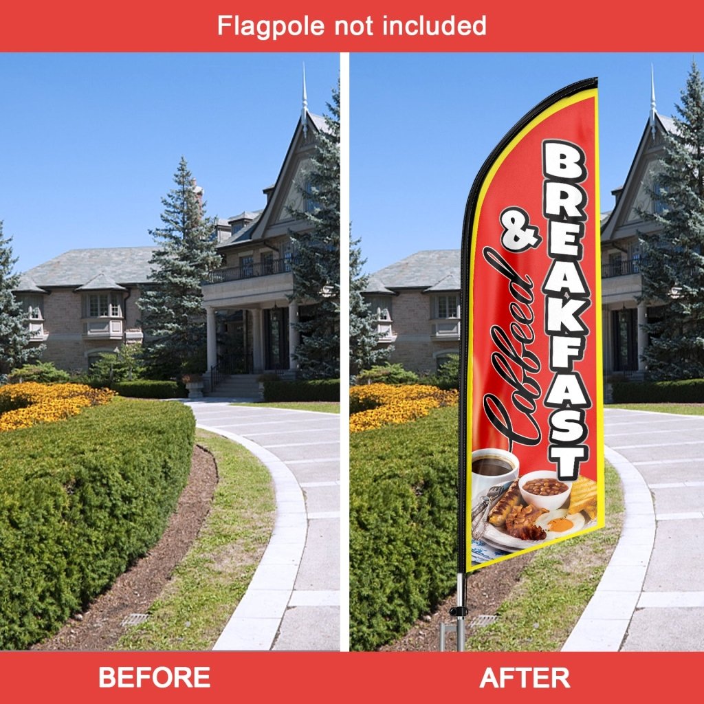 11FT Coffeed Breakfast Swooper Flag with Flagpole(Flagpole Not Included 3.4)