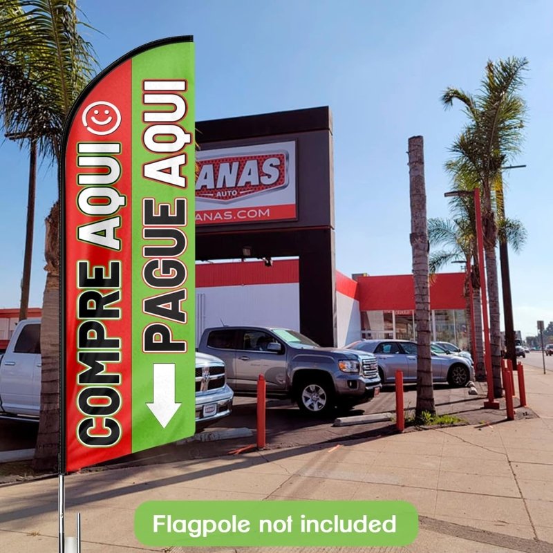 11FT Compre Aqui Pague Aqui Swooper Flag Fit 15FT Flagpole(Flagpole Not Included 4.3)