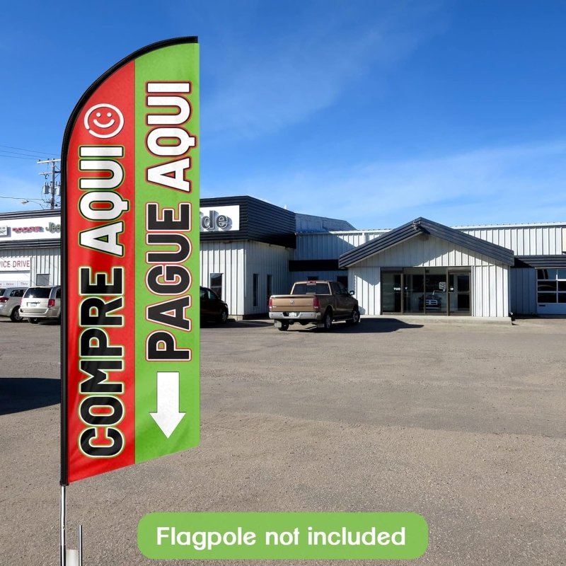 11FT Compre Aqui Pague Aqui Swooper Flag Fit 15FT Flagpole(Flagpole Not Included 4.3)