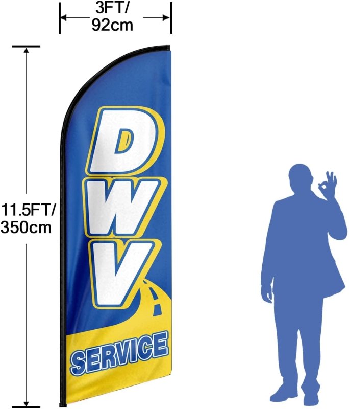 11FT Dmv Service Advertising Swooper Flag Fit 15FT Flagpole (Flagpole Not Included 4.3)