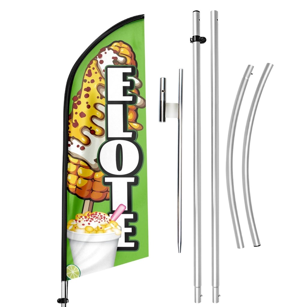 11FT Elote Polyester Swooper Flag with Flagpole/Ground Stake(3.3m)