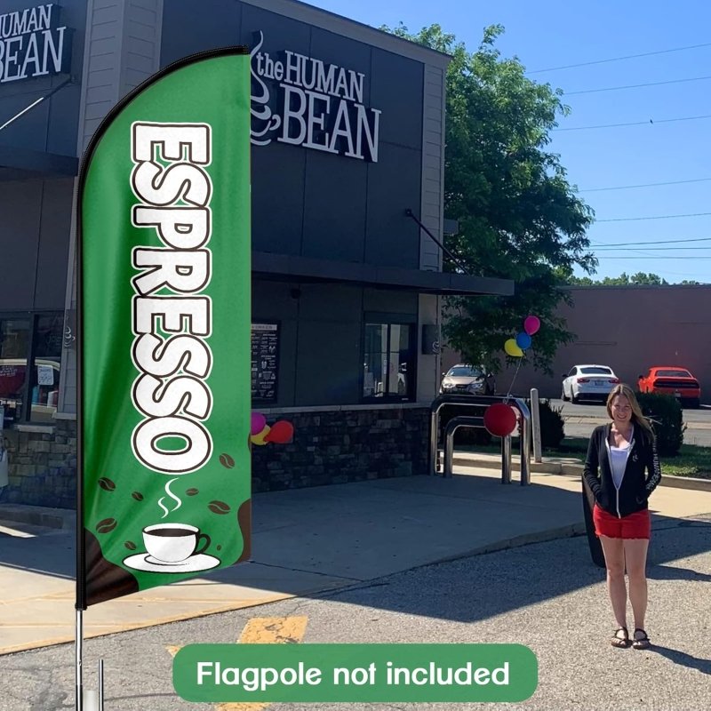 11FT Espresso Advertising Swooper Feather Flag Fit 15FT Flagpole(Flagpole Not Included 4.3)