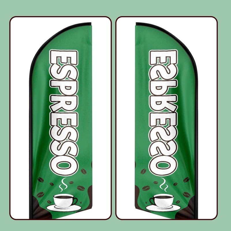 11FT Espresso Advertising Swooper Feather Flag Fit 15FT Flagpole(Flagpole Not Included 4.3)