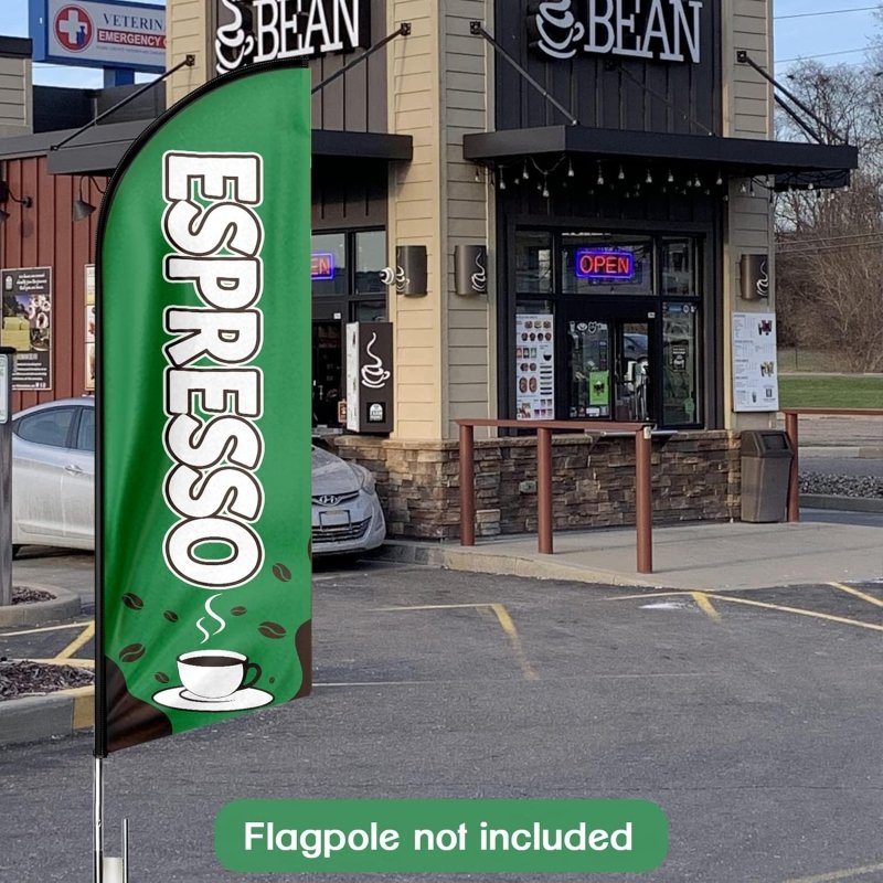 11FT Espresso Advertising Swooper Feather Flag Fit 15FT Flagpole(Flagpole Not Included 4.3)