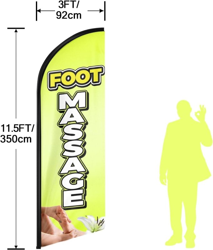 11FT Foot Massage Advertising Swooper Flag Fit 15FT Flagpole(Flagpole Not Included 4.3)