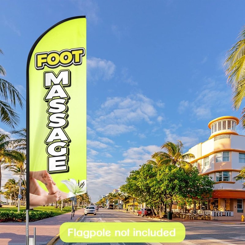 11FT Foot Massage Advertising Swooper Flag Fit 15FT Flagpole(Flagpole Not Included 4.3)