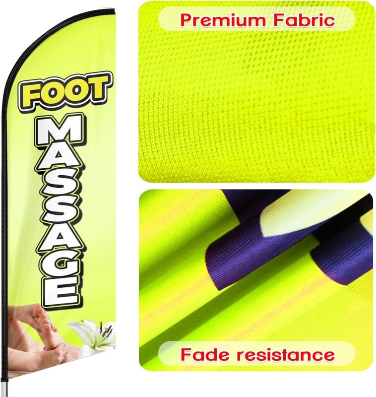 11FT Foot Massage Advertising Swooper Flag Fit 15FT Flagpole(Flagpole Not Included 4.3)