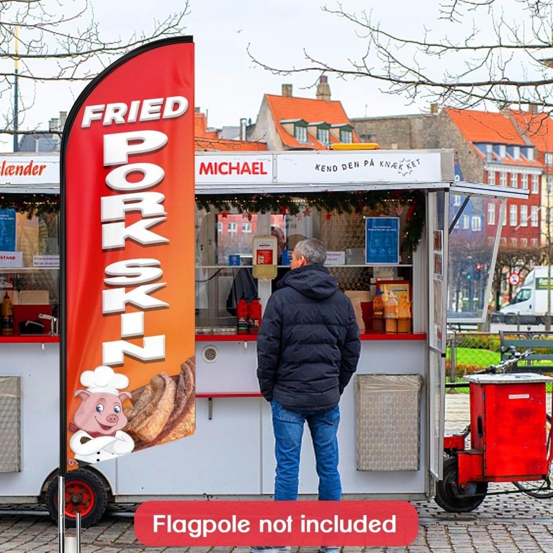 11FT Fried Pork Skin Advertising Swooper Flag Fit 15FT Flagpole(Flagpole Not Included 4.3)