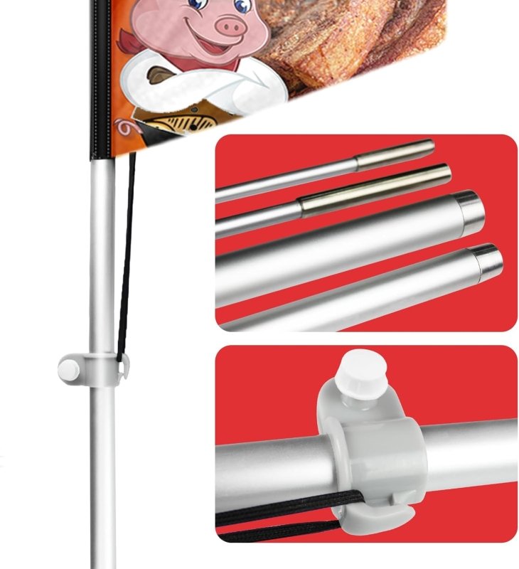 11FT Fried Pork Skin Polyester Fried Pork Skin Flag with Aluminium Alloy Pole Kit, Steel Ground Stake(3.4m)