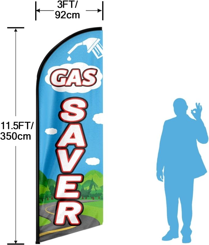 11FT Gas Saver Advertising Swooper Flag Fit 15FT Flagpole (Flagpole Not Included 4.3)