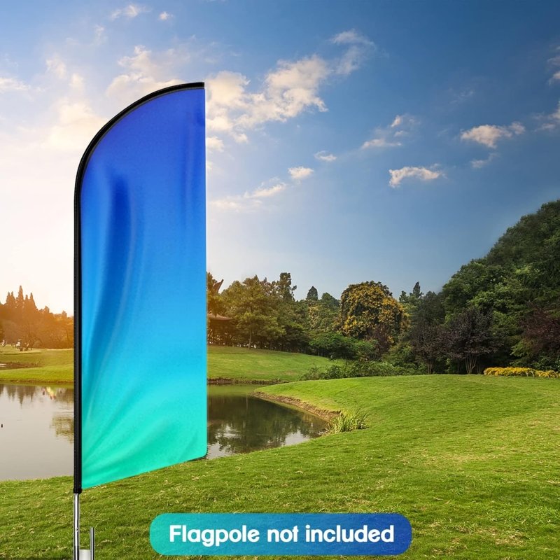 11FT Gradient Blue&Green Advertising Swooper Flag Fit 15FT Flagpole(Flagpole Not Included 4.3)