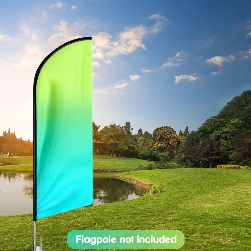 11FT Gradient Green&Blue Advertising Swooper Flag Fit 15FT Flagpole(Flagpole Not Included 4.3)