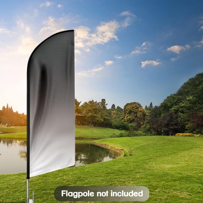 11FT Gradient Grey&White Advertising Swooper Flag Fit 15FT Flagpole(Flagpole Not Included 4.3)