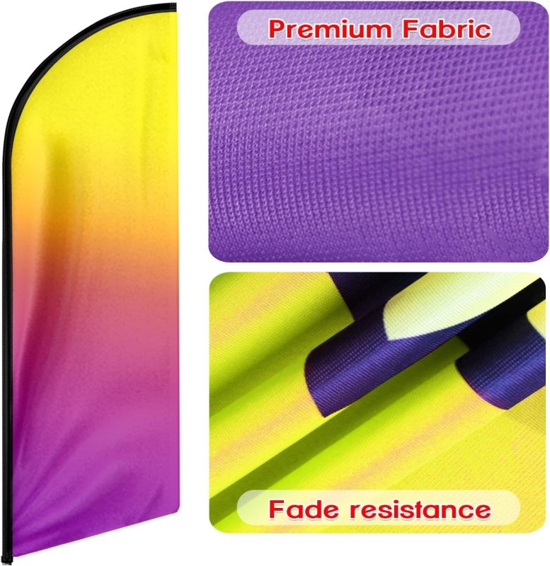 11FT Gradient Yellow & Purple Advertising Swooper Flag Fit 15FT Flagpole(Flagpole Not Included 4.3)