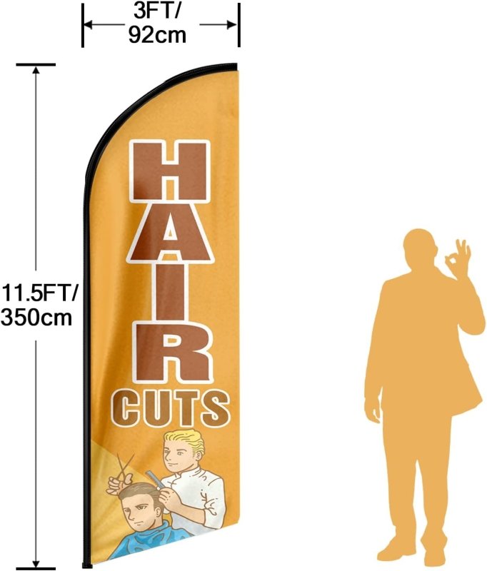 11FT Hair Cuts Advertising Swooper Flag Fit 15FT Flagpole(Flagpole Not Included 4.3)