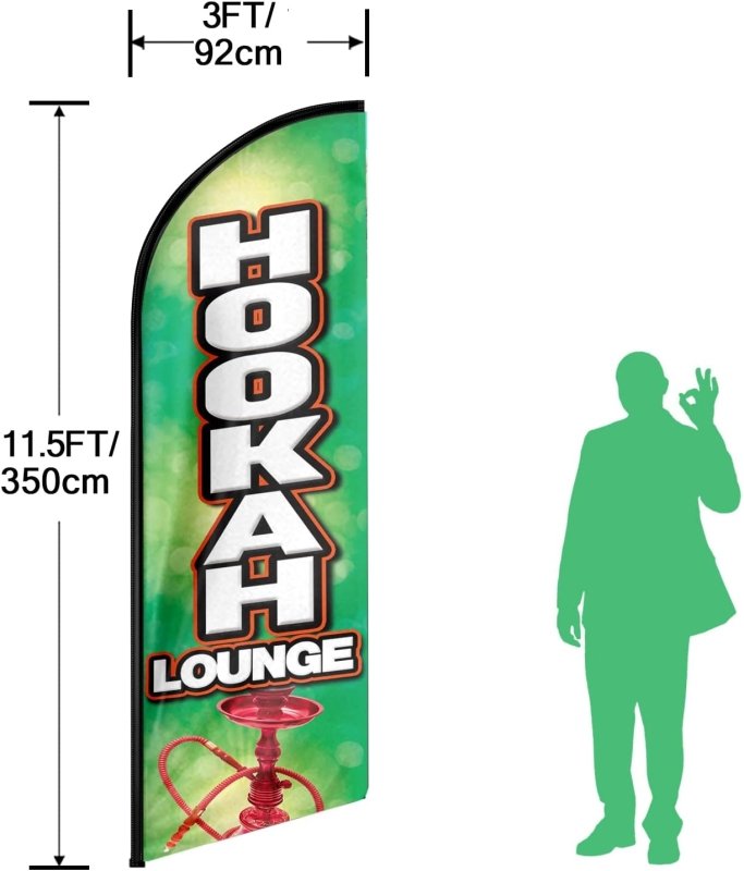 11FT Hookah Advertising Swooper Flag Fit 15FT Flagpole (Flagpole Not Included 4.3)