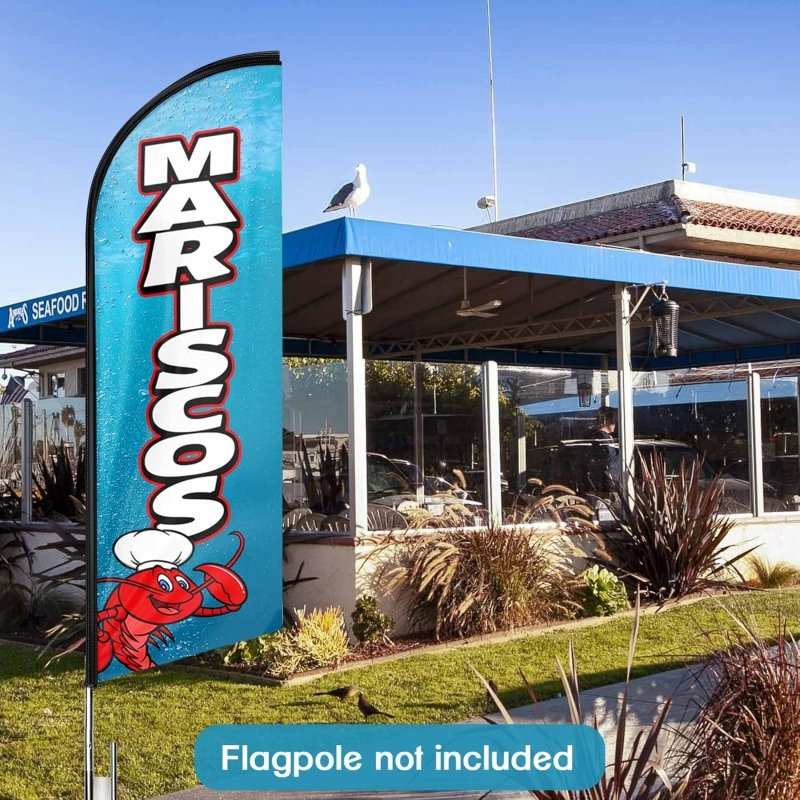 11FT Mariscos Advertising Swooper Flag Fit 15FT Flagpole(Flagpole Not Included 4.3)