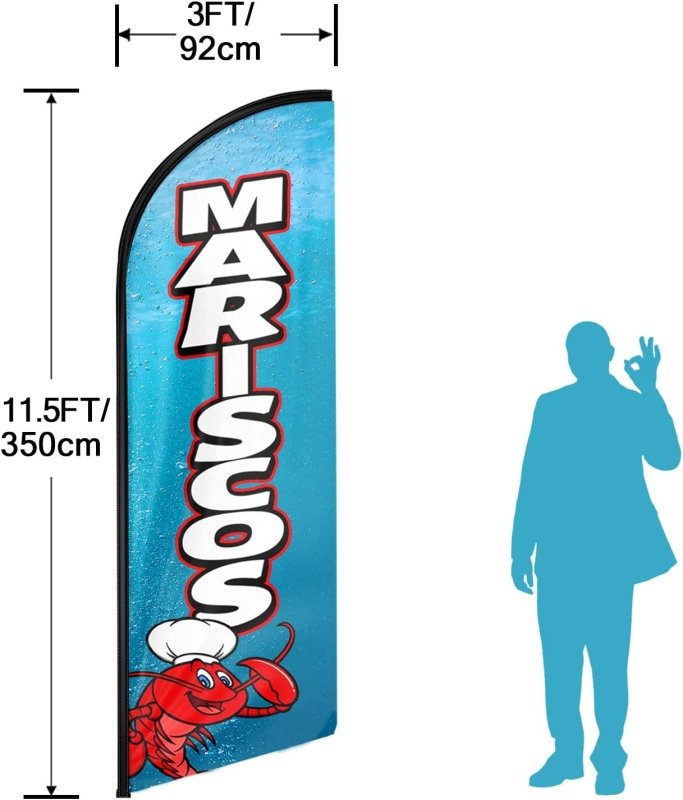 11FT Mariscos Advertising Swooper Flag Fit 15FT Flagpole(Flagpole Not Included 4.3)