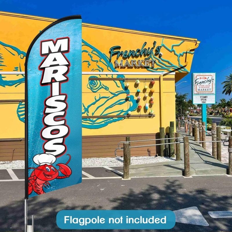 11FT Mariscos Advertising Swooper Flag Fit 15FT Flagpole(Flagpole Not Included 4.3)