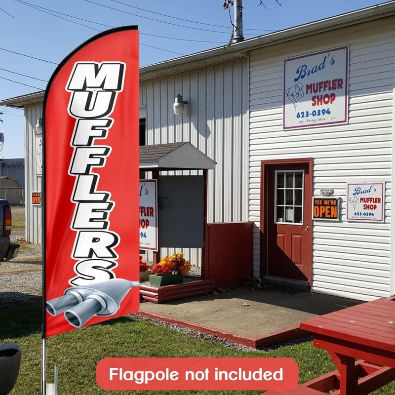 11FT Mufflers Advertising Swooper Flag Fit 15FT Flagpole(Flagpole Not Included 4.3)