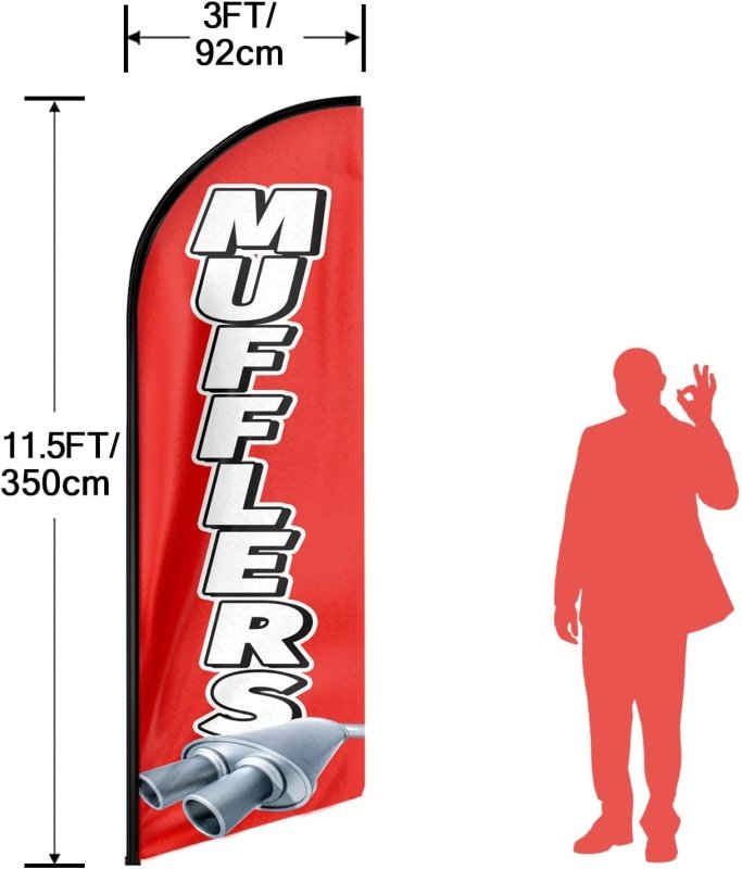 11FT Mufflers Advertising Swooper Flag Fit 15FT Flagpole(Flagpole Not Included 4.3)