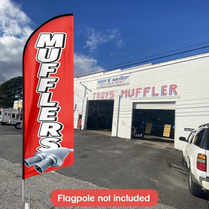 11FT Mufflers Advertising Swooper Flag Fit 15FT Flagpole(Flagpole Not Included 4.3)