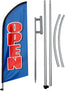 11FT Open - Blue&Red Advertising Swooper Flag with Flag Pole Kit, Ground Stake(3.3m)