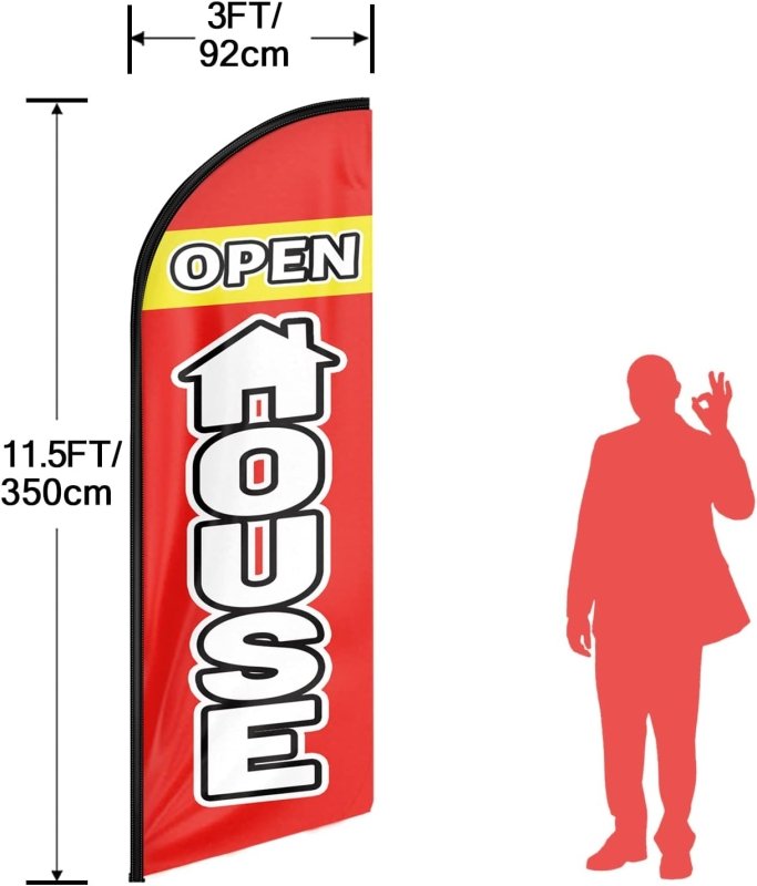 11FT Open House Advertising Swooper Flag Fit 15FT Flagpole (Flagpole Not Included 4.3)