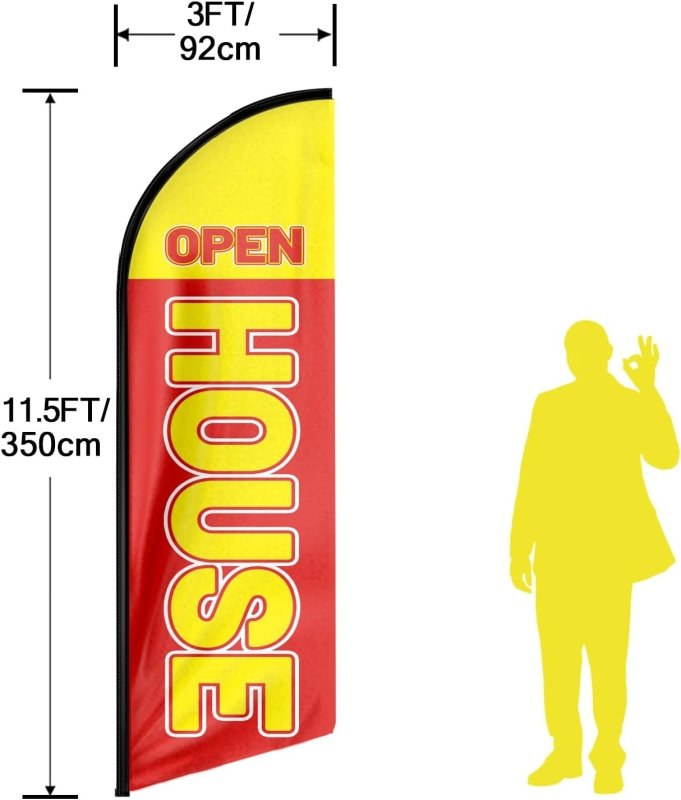 11FT Open House Advertising Swooper Flag Fit 15FT Flagpole (Flagpole Not Included 4.3)