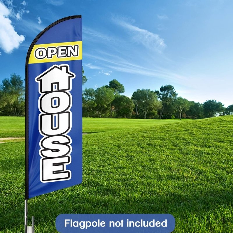 11FT Open House Blue 01 Advertising Swooper Flag Fit 15FT Flagpole (Flagpole Not Included 4.3)