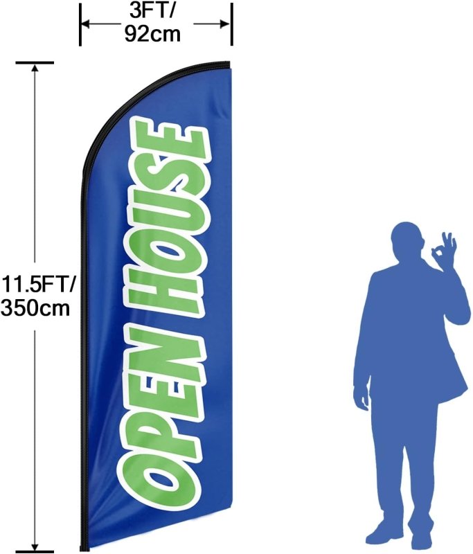 11FT Open House Bule Advertising Swooper Flag Fit 15FT Flagpole (Flagpole Not Included 4.3)